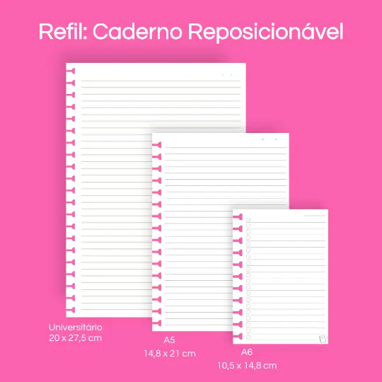 Refil Caderno Reposicionável Universitário, A5, A6 (mini) Bec Artes