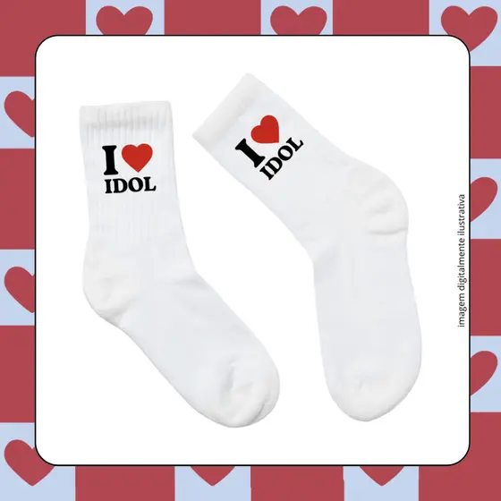Meia Personalizada 'I Love Idol' com seu idol ou Outro bts skz twice enhypen | Kpop