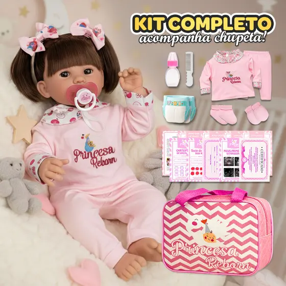 Boneca Bebê Reborn Silicone Real + Itens Bolsa Maternidade Promoção!