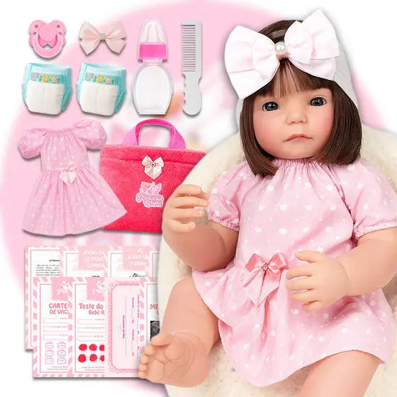 Boneca Bebê Reborn 100% Silicone Realista + Itens Bolsa Maternidade Princesa