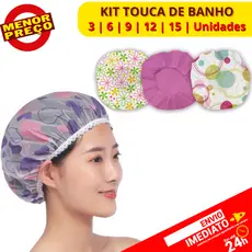 Kit Touca de Banho c/ Elástico Prova d'Água Reutilizável Estampas Sortidas - Pronta entrega