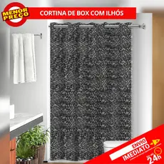 Cortina de Box P Banheiro Pastilha Preta Fumê Anti mofo Resistente Impermeável Ilhós PVC 2 X 1,40M