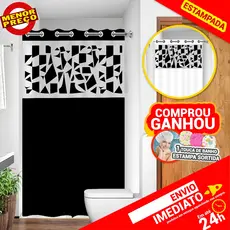 Cortina Box com Visor Arabesco Para Banheiro Anti Mofo Resistente Alta Qualidade 100% PVC