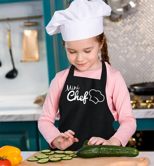 Avental Infantil Mini Chef Preto Vida Pratika