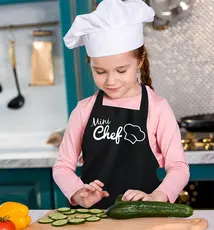 Avental Infantil Mini Chef Preto Vida Pratika