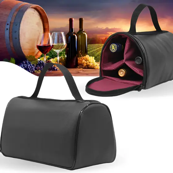 Wine Bag - Bolsa Porta Vinhos para Transporte de 3 Garrafas Presente - Preta