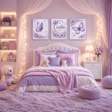 Quadro decorativo 3 peças Borboleta Flores Personalizado com nome decoraçao quarto infantil