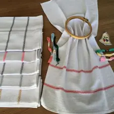 Pano De Prato Copa Lomaer Sacaria Barra Etamine P/ Bordar 07 Unidades Branco