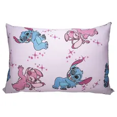 Fronha Avulsa KazzaVip Malha 100% Algodão Disney Estampada Stitch e Angel Love 48cmx68cm Rosa
