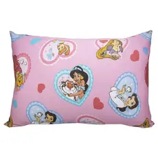Fronha Avulsa KazzaVip Malha 100% Algodão Disney Estampada Coração de Princesas 48cmx68cm Rosa