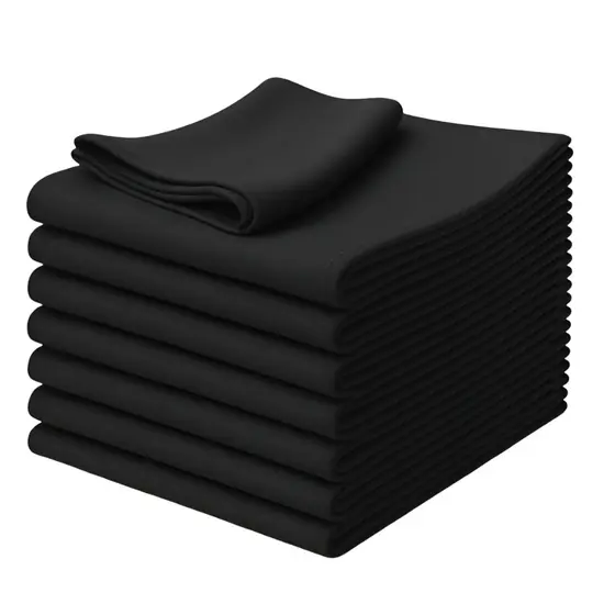 Kit Pano De Prato Copa Lomaer Sacaria 95% Algodão Linha Cores 50cmx70cm Bainha 4 Lados Liso Preto