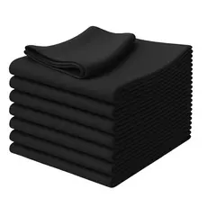 Kit Pano De Prato Copa Lomaer Sacaria 95% Algodão Linha Cores 50cmx70cm Bainha 4 Lados Liso Preto