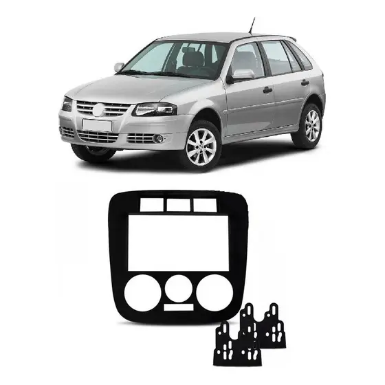 Moldura Painel 2 Din Mp5 Dvd Gol Saveiro Parati G4 Preto 2006 até 2013