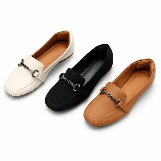 Mocassim Quadrado Confort Sapatilha Feminina nude preto