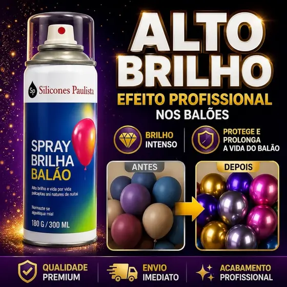 Spray Brilho Balões Renovar Bexiga Buffet Festa 300 ml festas eventos bexigas brilha verniz silicone