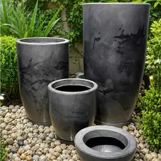 Kit 4 Vasos Para Plantas Marmorizados Decorativos de Luxo Flor Polietileno Coluna polida N1 N2 + Bojo N1 N2 Com Pratos