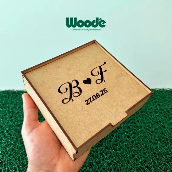 Kit 5/10/15 Caixa Personalizada Iniciais e Data do Casamento dos Noivos MDF Cru