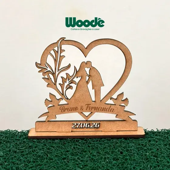 Kit 30/50/100 Lembrancinha Presente Casamento Noivado Centro de Mesa Personalizado MDF Cru