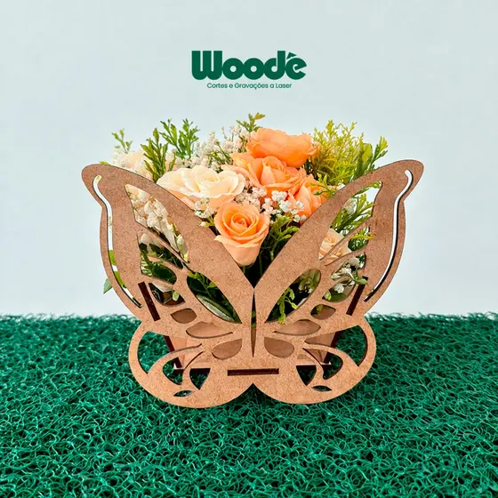 Kit 5/10/15 Centro de Mesa Cachepô Borboleta para Aniversário Festa Decoração MDF Cru