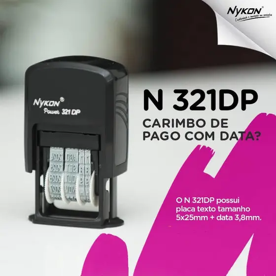 Carimbo Nykon Datador 321DP - Com base para escrita