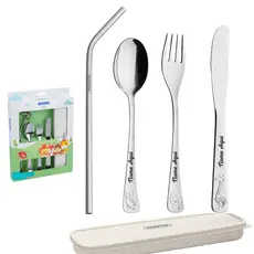 Jogo Talheres Infantil Personalizados Nome Aço Inox C/ Estojo Tramontina