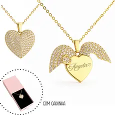 Colar Coração Cravejado Feminino em Aço Inox Banhado a Ouro 18k Personalizado