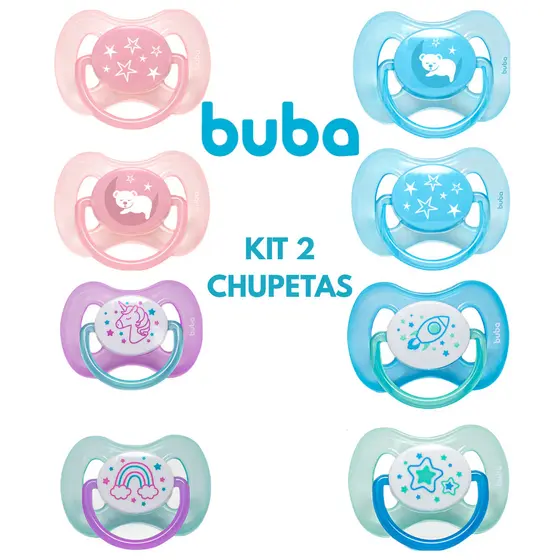 Kit 2 Chupetas Buba Comfort Ultra Soft Silicone – Tamanho 1 e 2, Diversos Modelos