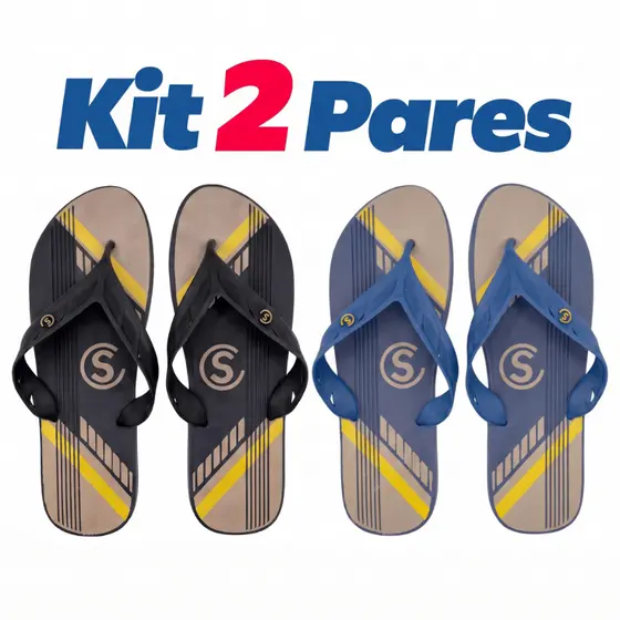 Kit 2 Chinelos Masculinos Tamanho Especial Até 50 Confortáveis Leve Macio Durável para Uso Diário
