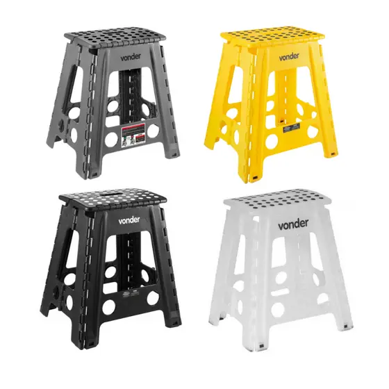 Banqueta Plástica Dobrável Antiderrapante Altura 45cm Capacidade 150kg VONDER