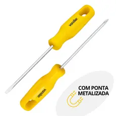 Kit Chave Fenda e Phillips 1/8" x 3" Ponta Magnetizada Aço Vonder