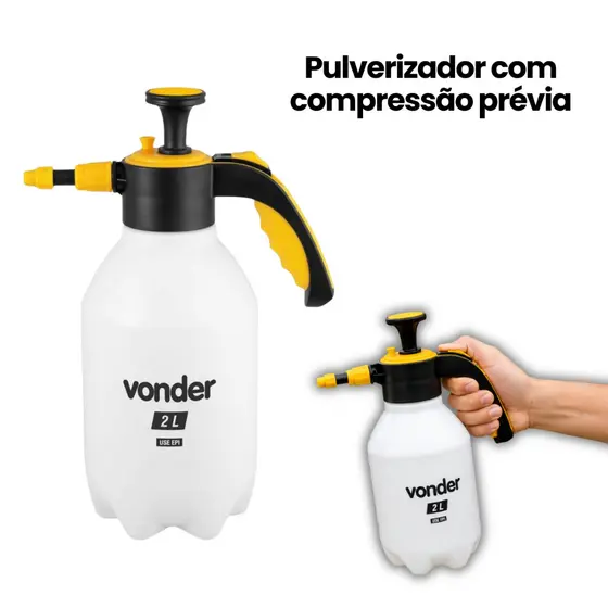 Pulverizador Manual 2 Litros com Compressão Prévia Vonder para Jardim e Limpeza