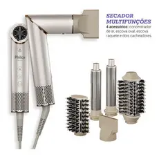 Secador de Cabelo Philco PSC3500 4 em 1 Dobrável Portátil com Escovas e Cacheadores para Viagem