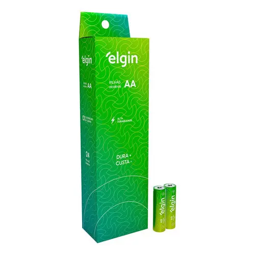 24 Pilhas Baterias Aa Elgin 2a Pequena Lr6 Alcalina 1 Tubo