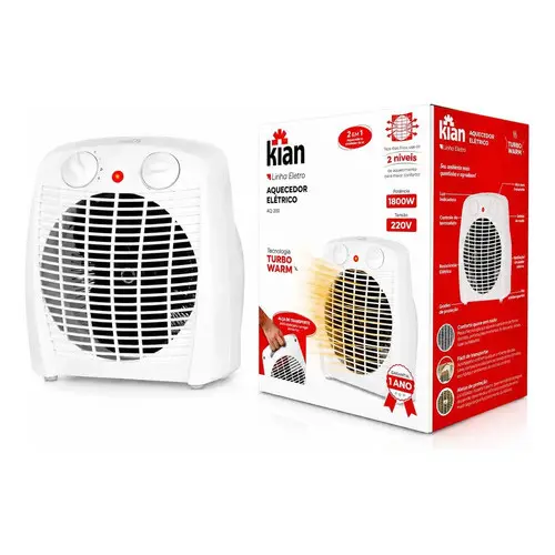 ABAIXO DO PREÇO! Aquecedor de Ar Elétrico Kian AQ100 1800W Termoventilador com 2 Níveis Portátil com Termostato