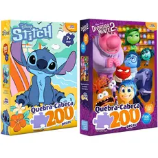 Kit 2 Quebra Cabeças 200 Peças Disney Stitch + Divertidamente - Toyster