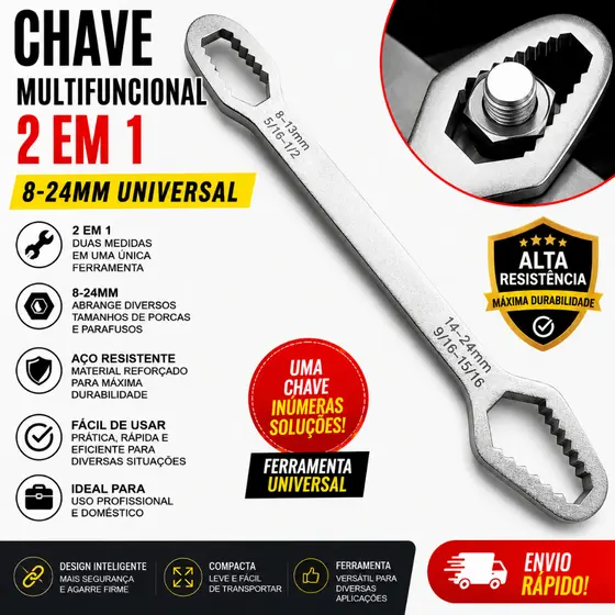 Chave Boca Universal 8 A 24mm Cabeça Dupla 2 em 1 Ferramenta Universal Chave Inglesa