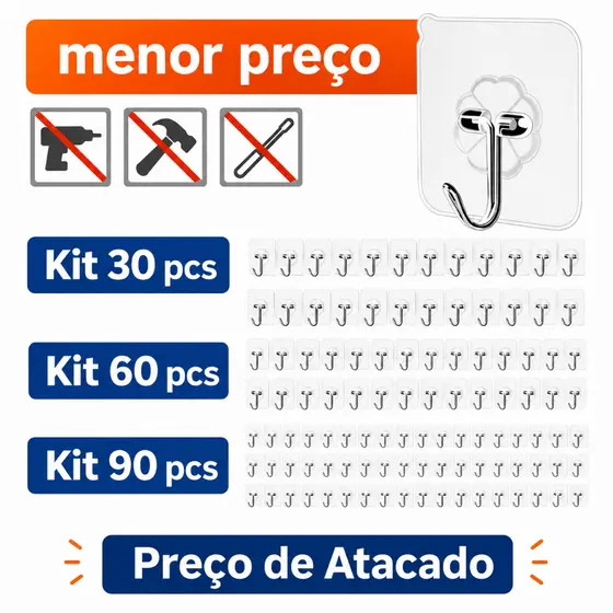 Ganchos Adesivos Parede Multi Funcional Autocolante Casa Cozinha Quarto Banheiro Organizado