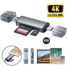 Leitor De Cartão De Memória Sd E Micro Sd Para Usb-c E Usb-a Adaptador Compatível Com iPhone 15 16 17 Android Samsung