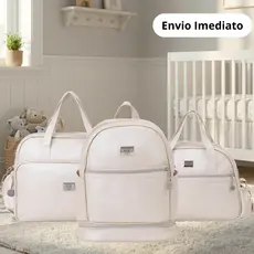 Kit Maternidade 03 Peças Essential Bege Perolado com Trocador Big Bag Baby