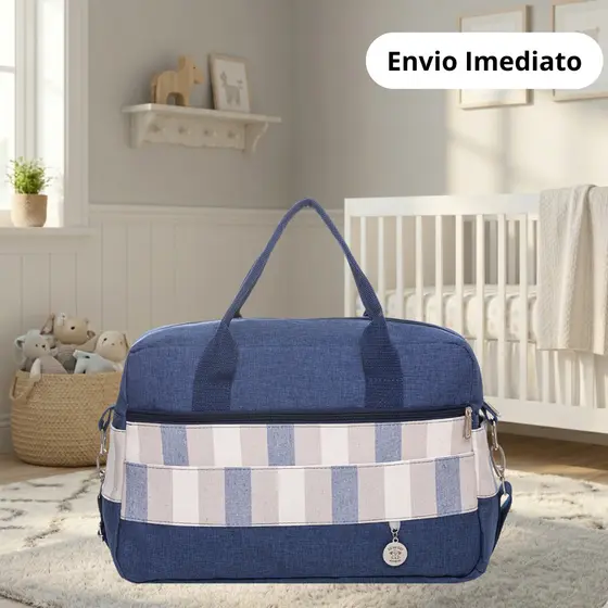 Bolsa de Maternidade Impermeável Elegance Azul Marinho Tamanho Médio Big Bag Baby