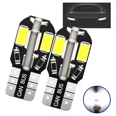 Kit Par de Lampadas Super Led Pingo T10 8 Leds Para Farolete Meia Luz Placa Teto Carro 6000K Super Branco