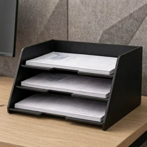 Organizador de Documentos Horizontal A4 em MDF 3 Divisórias - Escolha sua cor