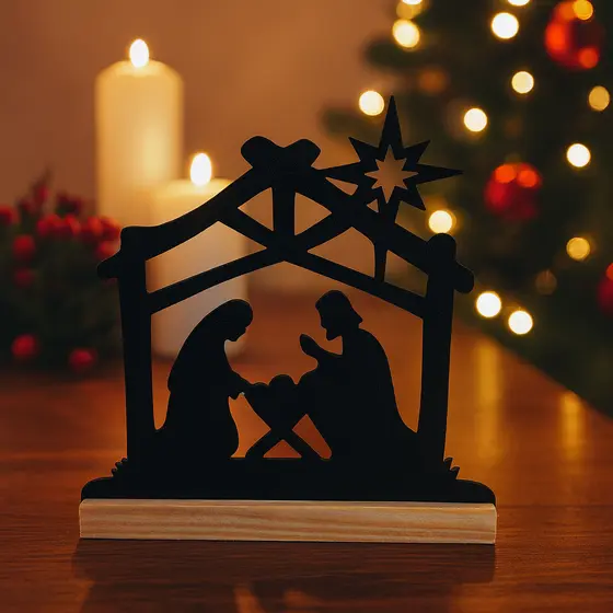 Decoração de Natal Presépio em MDF – Sagrada Família