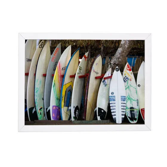 Quadro prancha surf moldura branca 33x24cm b5299