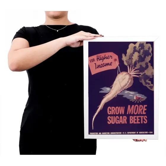 Quadro poster com moldura vegetariano retro vintage b122