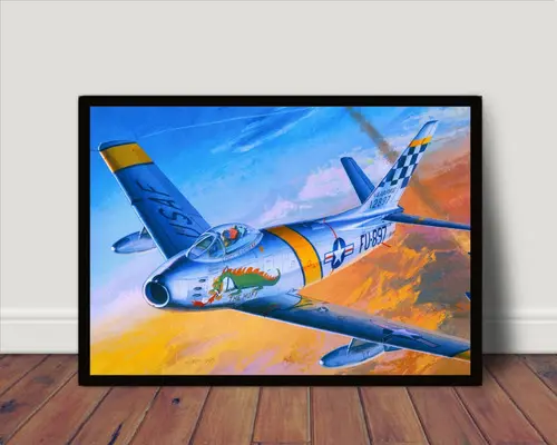 Quadro / Poster Com Moldura Aviao Caça De Guerra P4262