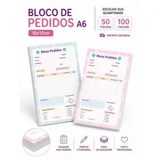 Bloco de Pedidos 50 ou 100 Folhas Pronta Entrega | Talão de Pedidos Simples para Negócios