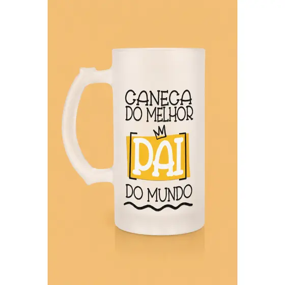Caneca de Chopp Vidro Jateado FOSCO Dia dos Pais