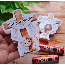 Card Cruz Páscoa Personalizado para Batom ou Bis | Lembrancinha Religiosa | Mimo lembrancinha