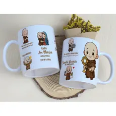Caneca xicara Personalizada Frei Gilson Santo Rosário de Madrugada 325ml | Caneca Católica Presente Religioso 🙏